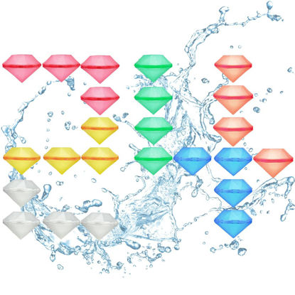 Picture of Reusable Water Balloons - Quick Fill, 24 Pcs, Self Sealing, Magnetic, Refillable Water Balloons, Silicone Made, Best Summer Water Toys, Diamond Shape