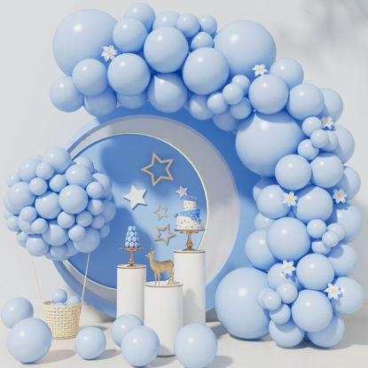 Picture of Pastel Blue Balloons 110Pcs light Blue Balloon Garland Arch Kit 5/10/12/18 Inch Latex Pastel Blue Balloons Different Sizes as Gender Reveal Baby Shower Birthday Blue Theme Party Decorations