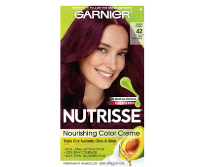 Picture of Garnier Nutrisse Nourishing Hair Color Creme, 42 Deep Burgundy (Black Cherry), 3 Count (Packaging May Vary)