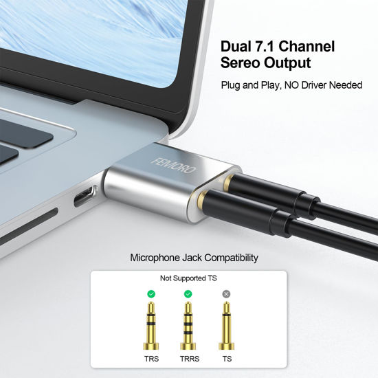 GetUSCart- FEMORO USB Sound Card, USB to Audio Jack Adapter 7.1 Channel ...