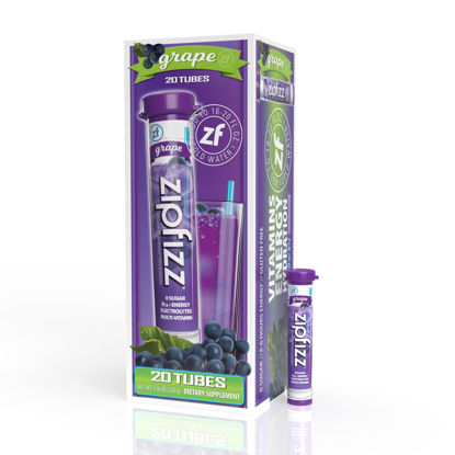 Picture of Zipfizz Energy Drink Mix, Electrolyte Hydration Powder with B12 and Multi Vitamin, Grape (20 Pack)