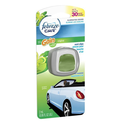 Picture of Febreze Car Vent Clip Auto, Home Office AC Air Freshener & Odor Eliminator, with Gain Original - 2 Pieces