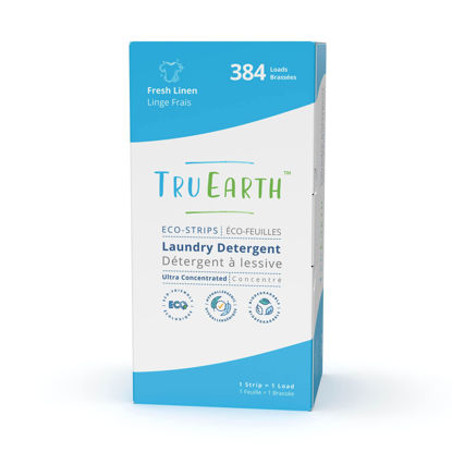 Picture of Tru Earth Hypoallergenic, Readily Biodegradable Laundry Detergent Sheets/Eco-Strips for Sensitive Skin, 384 Count (Up to 768 Loads), Fresh Linen Scent
