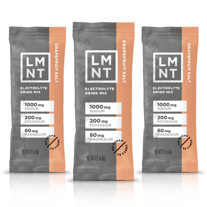 Picture of LMNT Keto Electrolyte Drink Mix | Paleo Hydration Powder | No Sugar, No Artificial Ingredients | Grapefruit Salt | 30 Stick Packs