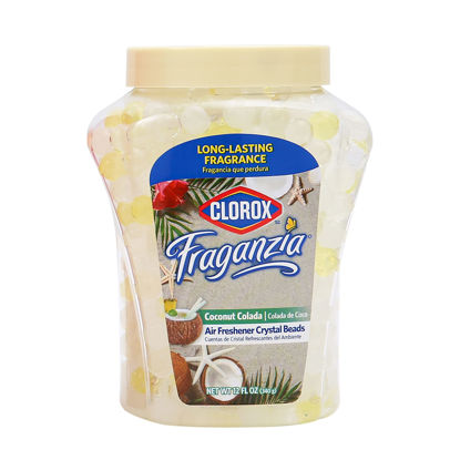 Picture of Clorox Fraganzia Air Freshener Crystal Beads Coconut Colada 12oz | Long-Lasting Air Freshener Beads 12 Ounces | Easy to Use Vented Jar Air Scent Beads for Homes, Bathrooms, Closets, Car or Office