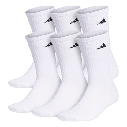 Picture of adidas Men's Athletic Cushioned Crew Socks with Arch Compression for a Secure fit (6-Pair), White/Black, X-Large