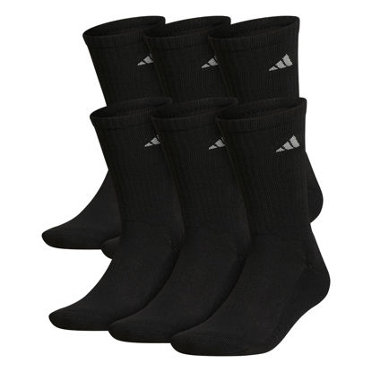 Picture of adidas Men's Athletic Cushioned Crew Socks with Arch Compression for a Secure fit (6-Pair), Black/Aluminum 2, X-Large