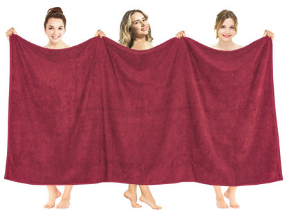 Picture of American Soft Linen Oversized Bath Sheet 40x80, Jumbo Large Bath Towels for Bathroom, 100% Ringspun Cotton Bath Sheet for Adults, Bath Sheets Towels, Red Bath Sheet