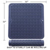 Picture of MicoYang Silicone Dish Drying Mat for Multiple Usage,Easy clean,Eco-friendly,Heat-resistant Silicone Mat for Kitchen Counter or Sink,Refrigerator or Drawer liner Navy Blue M 12 inches x 12 inches