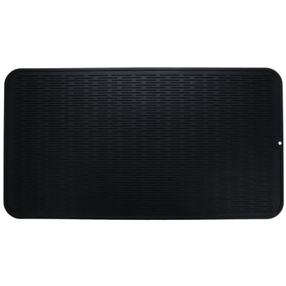 Picture of MicoYang Silicone Dish Drying Mat for Multiple Usage,Easy clean,Eco-friendly,Heat-resistant Silicone Mat for Kitchen Counter or Sink,Refrigerator or Drawer Liner Black XXXXL 32 inches x 18 inches