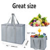 Picture of 3-Pack XL-Large Insulated Grocery shopping bags, gray, Reusable, Heavy Duty, zipped zipper,Collapsible,tote,cooler,for men,women,,for car,Recycled Material Grey