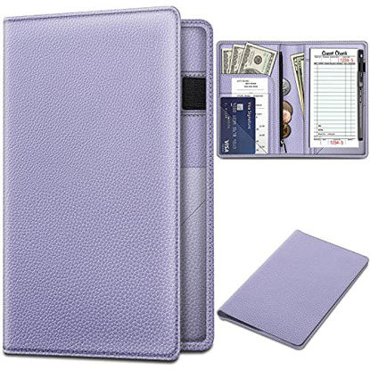 Picture of Server Book Organizer with Zipper Pocket, Fintie PU Leather Restaurant Guest Check Presenters Card Holder for Waitress, Waiter, Bartender
