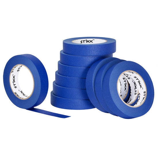 GetUSCart- STIKK Painters Tape - 10pk Blue Painter Tape - 1 inch x 60 Yards  - Paint Tape for Painting, Edges, Trim, Walls, Ceilings, Finishing -  Masking Tape for DIY Paint Projects - Residue-Free Painting Tape