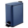 Picture of mDesign Slim Metal Rectangle 1.3 Gallon Trash Can with Step Pedal, Easy-Close Lid, Removable Liner - Narrow Wastebasket Garbage Container Bin for Bathroom, Bedroom, Kitchen, Office - Navy Blue