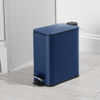 Picture of mDesign Slim Metal Rectangle 1.3 Gallon Trash Can with Step Pedal, Easy-Close Lid, Removable Liner - Narrow Wastebasket Garbage Container Bin for Bathroom, Bedroom, Kitchen, Office - Navy Blue