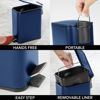 Picture of mDesign Slim Metal Rectangle 1.3 Gallon Trash Can with Step Pedal, Easy-Close Lid, Removable Liner - Narrow Wastebasket Garbage Container Bin for Bathroom, Bedroom, Kitchen, Office - Navy Blue