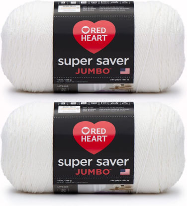 Picture of Red Heart Super Saver Jumbo White Yarn - 2 Pack of 396g/14oz - Acrylic - 4 Medium (Worsted) - 744 Yards - Knitting/Crochet