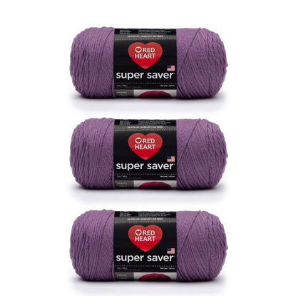 Picture of Red Heart Super Saver Medium Purple Yarn - 3 Pack of 198g/7oz - Acrylic - 4 Medium (Worsted) - 364 Yards - Knitting/Crochet
