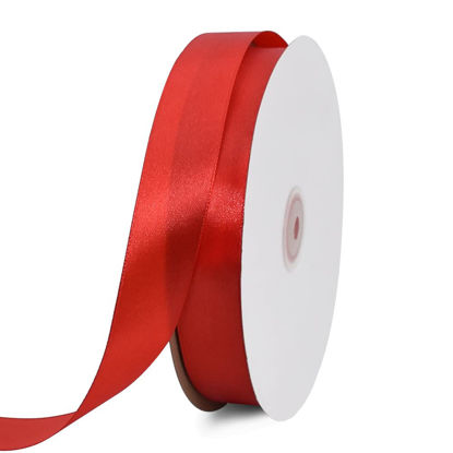 Picture of TONIFUL 1 Inch x 100yds Red Satin Ribbon, Thin Solid Color Satin Ribbon for Gift Wrapping, Crafts, Hair Bows Making, Wedding Party Decoration, Sewing, Invitation Cards, Floral Bouquets, Christmas