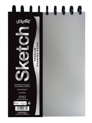 Picture of UCREATE Disc Bound Sketch Book Heavyweight, 9'' x 12'', Silver 50 Sheets