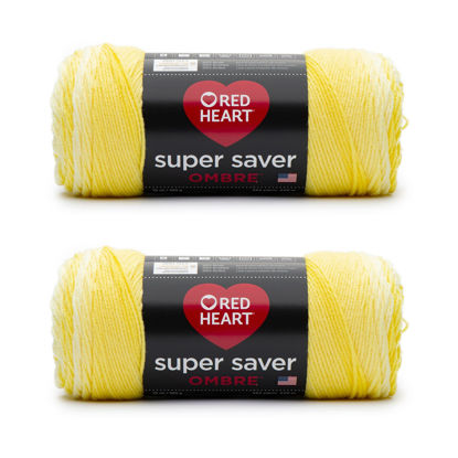 Picture of Red Heart Super Saver Jumbo Lemon Yarn - 2 Pack of 14oz/396g - Acrylic - 4 Medium (Worsted) - 744 Yards - Knitting/Crochet