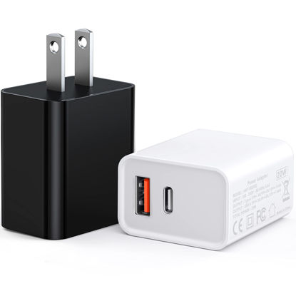 Picture of [2Pack/20W] Type C Charger Adapter, Dual-Port PD with USB A Wall Charger Block for iPhone 14 13 12 11 10 X XR XS Max, USB C Brick Power Box Quick Charge 3.0 Cargador Cube Base for Samsung Galaxy S22+