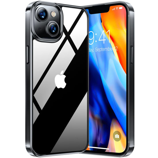 Picture of TORRAS Diamond Clear iPhone13 Case & iPhone 14 Case [Never Yellowing] [Military Grade Anti-Drop] Hard PC Back Flexible Bumper Shockproof Protective Slim iPhone 13 Phone Casde 6.1'', Clear Black