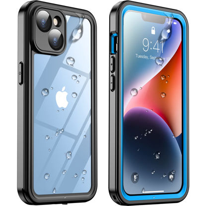 Picture of Temdan for iPhone 14 Case Waterproof,Built-in 9H Tempered Glass Screen Protector [IP68 Underwater][14FT Military Dropproof][Dustproof][Real 360] Full Body Shockproof Protective Case-Blue-Clear