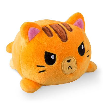 Picture of TeeTurtle - The Original Reversible Cat Plushie - Orange Tabby - Cute Sensory Fidget Stuffed Animals That Show Your Mood