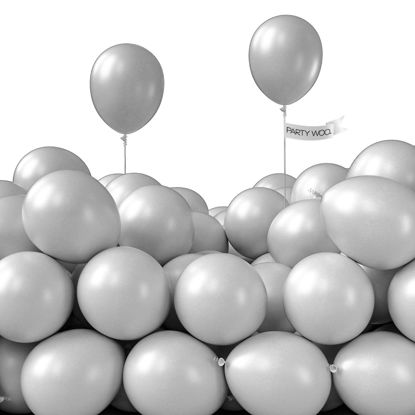 Picture of PartyWoo Gray Balloons, 50 pcs 5 Inch Matte Gray Balloons, Grey Balloons for Balloon Garland Arch as Party Decorations, Birthday Decorations, Wedding Decorations, Neutral Baby Shower Decorations