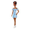 Picture of Barbie Fashionistas Doll #185 with Black Up-Do Hair, Bleached Denim Dress, Boots & Headband Accessory