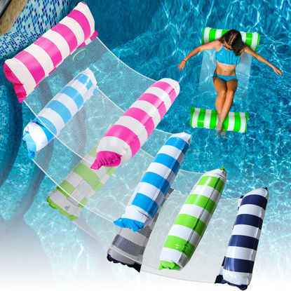 Picture of 4 Pack Water Swimming Pool Floats Hammock,Pool Float Lounger,Water Hammock Lounger, Swimming Floating Bed Hammock,Comfortable Inflatable Swimming Pools Lounger, for Adults Vacation Fun and Rest