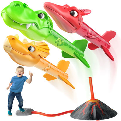 Picture of MindSprout Dino Blasters, Rocket Launcher for Kids - Launch up to 100 ft. Birthday Gift, for Boys & Girls Age 3, 4, 5, 6, 7, Years Old - Outdoor Toys, Family Fun, Dinosaur Toy, Kids Toys