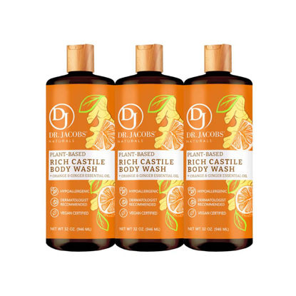 Picture of Dr Jacobs Naturals All-Natural Castile Body Wash 32 Ounce with Plant-Based Ingredients - Gentle and Effective - Sulfate-Free, Paraben-Free, and Cruelty-Free Formula for Nourished Skin