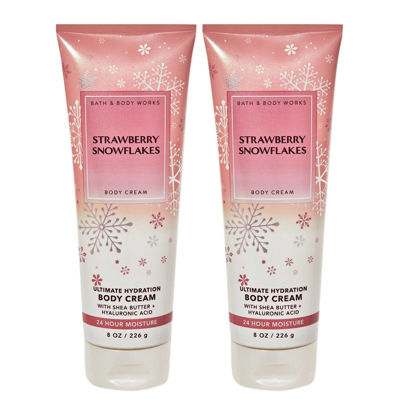 Picture of Bath & Body Works Strawberry Snowflakes Ultimate Hydration Body Cream For Women 8 Fl Oz 2- Pack (Strawberry Snowflakes)