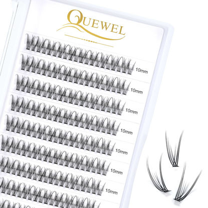 Picture of 240 Pcs Fishtail Lashes Cluster QUEWEL Individual Lashes 0.07/0.10 Fishtail Lashes C/D Curl 10-15mm Length DIY Eyelash Extension Soft & Natural for Personal Makeup Use at Home (fishtail-.07D-10mm)