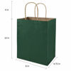 Picture of bagmad 100 Pack 8x4.75x10 inch Medium Green Gift Paper Bags with Handles Bulk, Kraft Bags, Craft Grocery Shopping Retail Party Favors Wedding Bags Sacks (Dark Green, 100pcs)