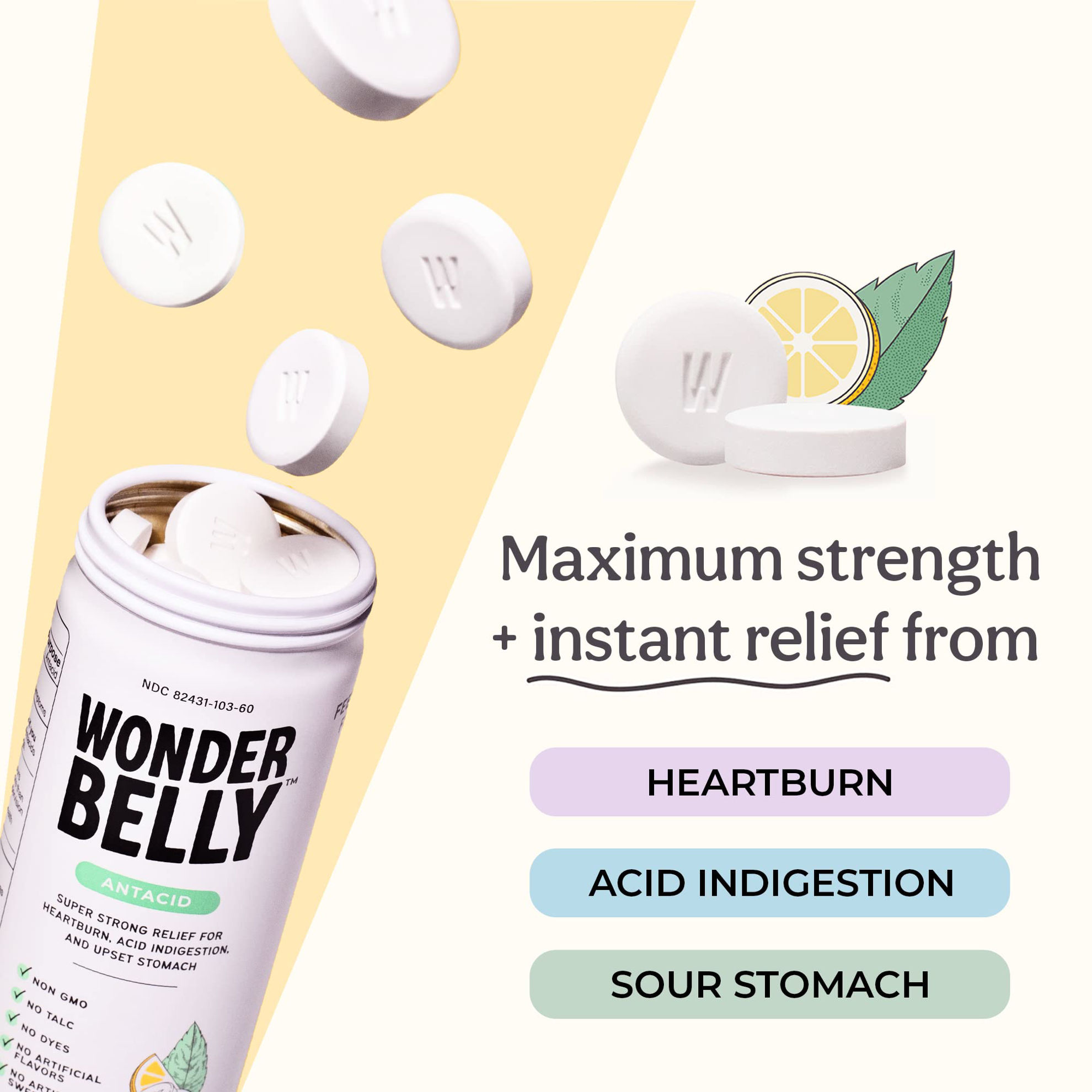 GetUSCart Wonderbelly Antacid Chewable Tablets Maximum Strength