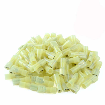 Picture of XHF 12-10 AWG 500 Pcs Female Spade Disconnect Connectors Terminals Nylon Fully Insulated Quick Crimp Wire Connectors Yellow