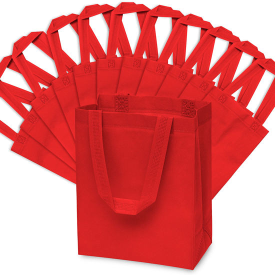 Small Metallic Red Paper Gift Bags with Metallic Handles, Party