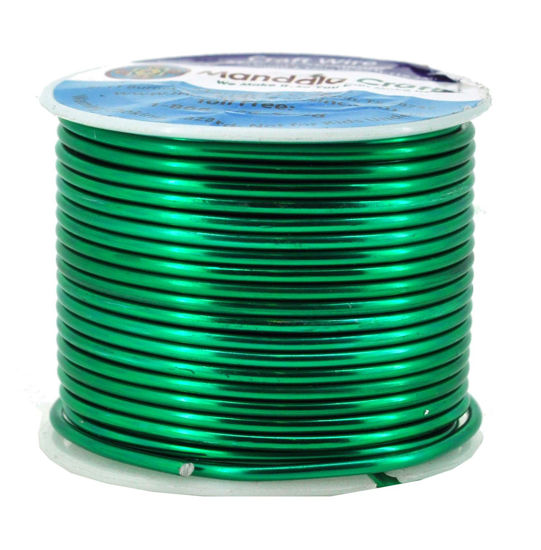 Picture of Mandala Crafts Anodized Aluminum Wire for Sculpting, Armature, Jewelry Making, Gem Metal Wrap, Garden, Colored and Soft, 1 Roll(12 Gauge, Kelly Green)