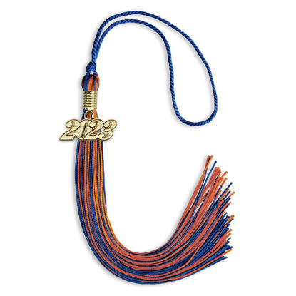 Picture of Endea Graduation Mixed Double Color Tassel with Gold Date Drop (Royal Blue/Orange, 2023)