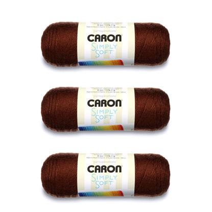 Picture of Caron Simply Soft Chocolate Yarn - 3 Pack of 170g/6oz - Acrylic - 4 Medium (Worsted) - 315 Yards - Knitting/Crochet