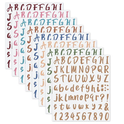 Picture of 576 Pieces 8 Sheets Graduation Cap Self Adhesive Vinyl Letter Alphabet Number Stickers Mailbox Numbers Sticker, Decals for Classroom Decor, Sign, Door, Business (Delicate Colors, 1 Inch)