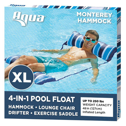 Picture of Aqua Original 4-in-1 Monterey Hammock Pool Float & Water Hammock - Multi-Purpose, Inflatable Pool Floats for Adults - Patented Thick, Non-Stick PVC Material