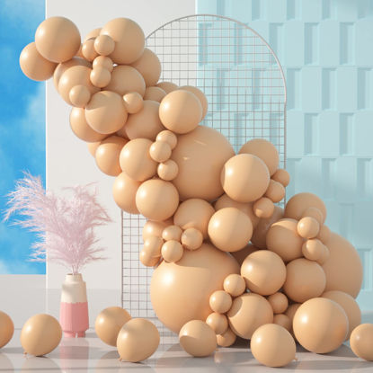 Picture of MOMOHOO Beige Balloons Different Sizes - 100Pcs 18/12/10/5 Inch Cream Balloons Beige Balloons, Neutral Color Balloons Garland Kit, Latex Balloons Decorations for Birthday/Wedding/Woodland Baby Shower