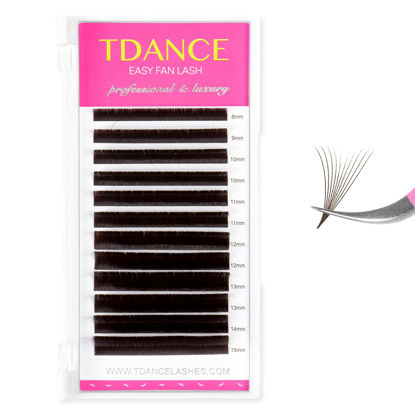 Picture of TDANCE Colorful Easy Fan Volume Lashes Eyelash Extension Supplies Rapid Blooming Volume Eyelash Extensions Thickness 0.07 C Curl Mix 8-15mm Self Fanning Eyelashes Extension (Brown,C-0.07,8-15mm)
