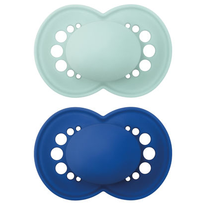 Picture of MAM Original Matte Baby Pacifier, Nipple Shape Helps Promote Healthy Oral Development, Sterilizer Case, 2 Pack, 6-16 Months, Boy,2 Count (Pack of 1)