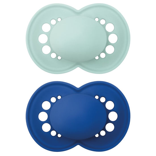 Picture of MAM Original Matte Baby Pacifier, Nipple Shape Helps Promote Healthy Oral Development, Sterilizer Case, 2 Pack, 6-16 Months, Boy,2 Count (Pack of 1)