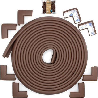 Picture of RovingCove Slim-Fit Corner Edge Protector for Baby Proofing (Small 18ft Edge 8 Corners), Furniture Safety Corner Edge Bumper Guard, Soft NBR Rubber Foam, 3M Adhesive, Coffee Brown